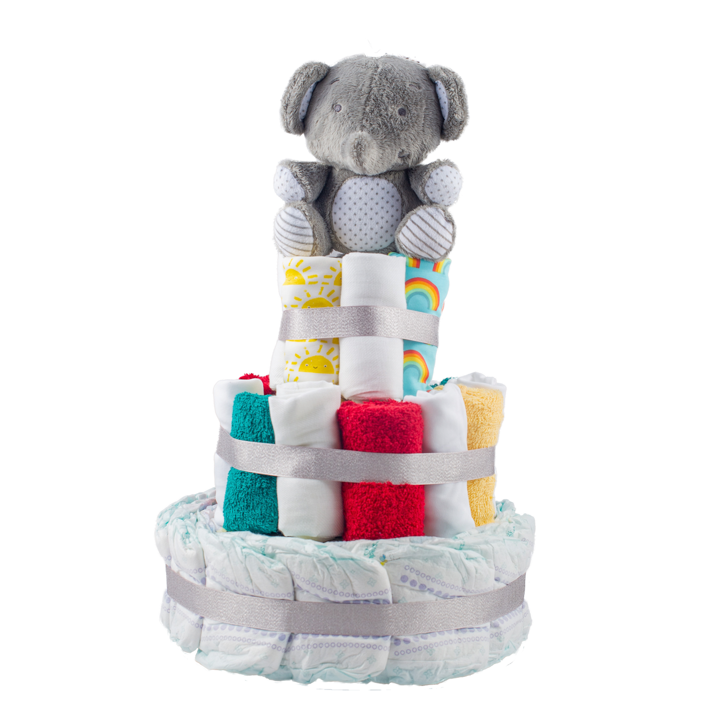 Multi-Coloured Nappy Cake