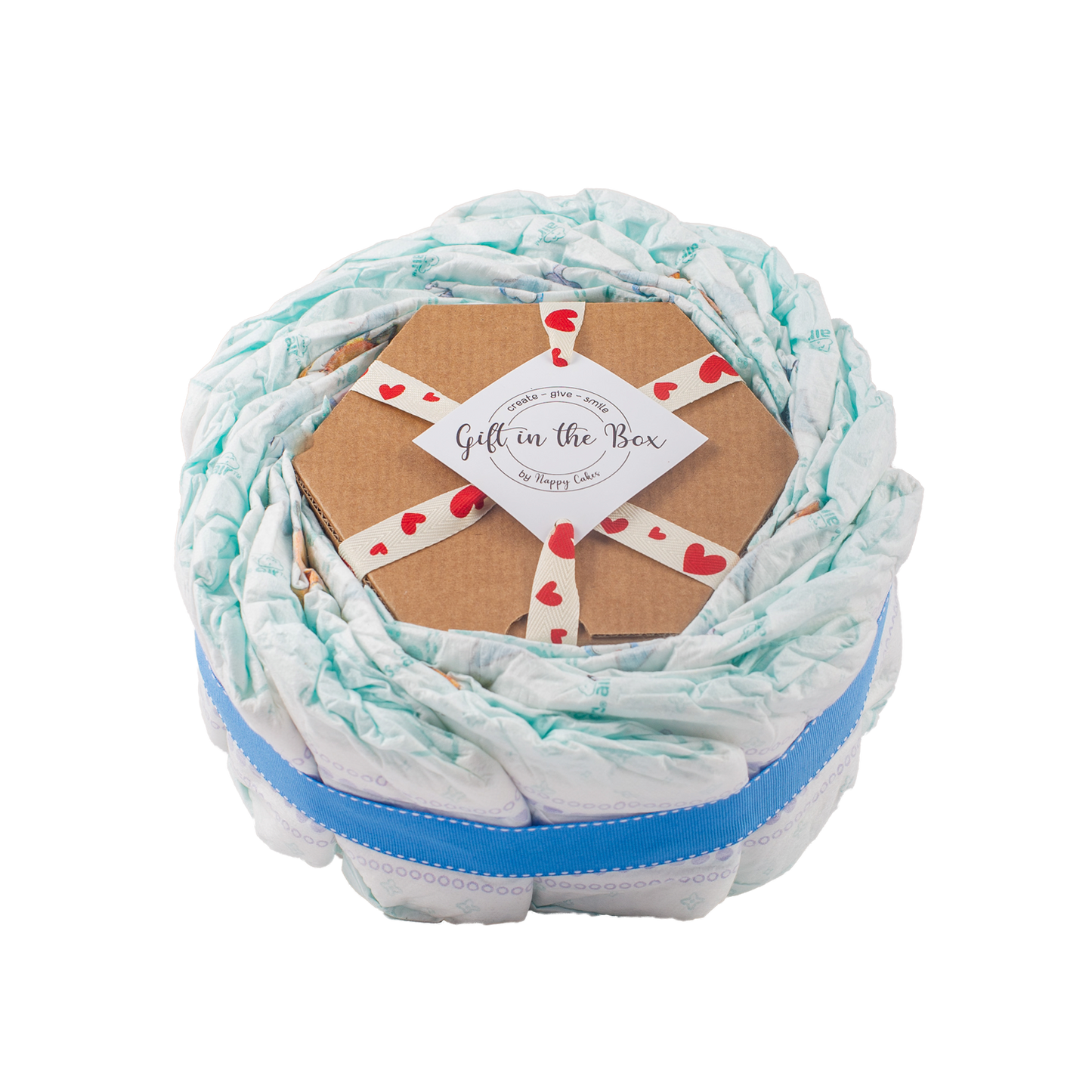 Basic 2-Tier Blue Nappy Cake Nappy Cake