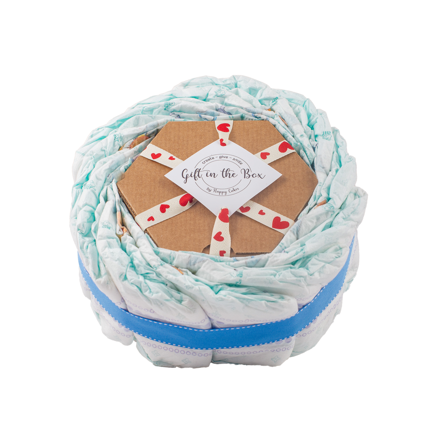 Basic 2-Tier Blue Nappy Cake Nappy Cake