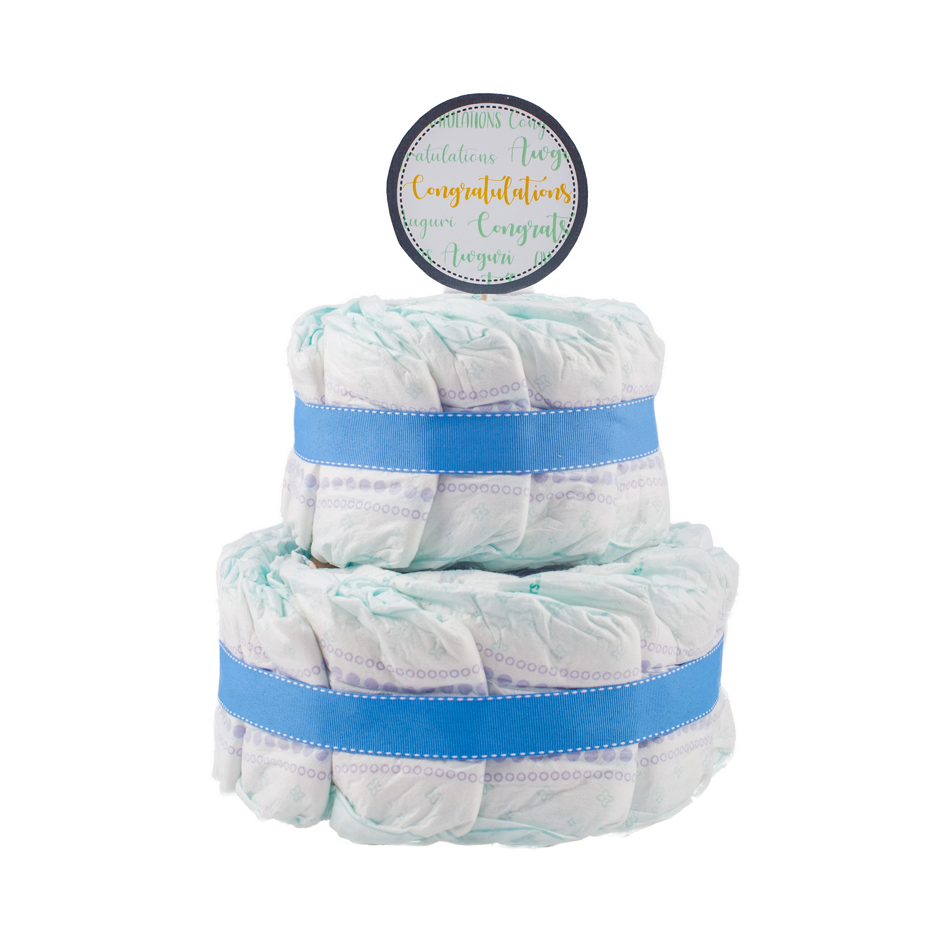 Basic 2-Tier Blue Nappy Cake Nappy Cake