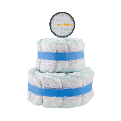 Basic 2-Tier Blue Nappy Cake Nappy Cake