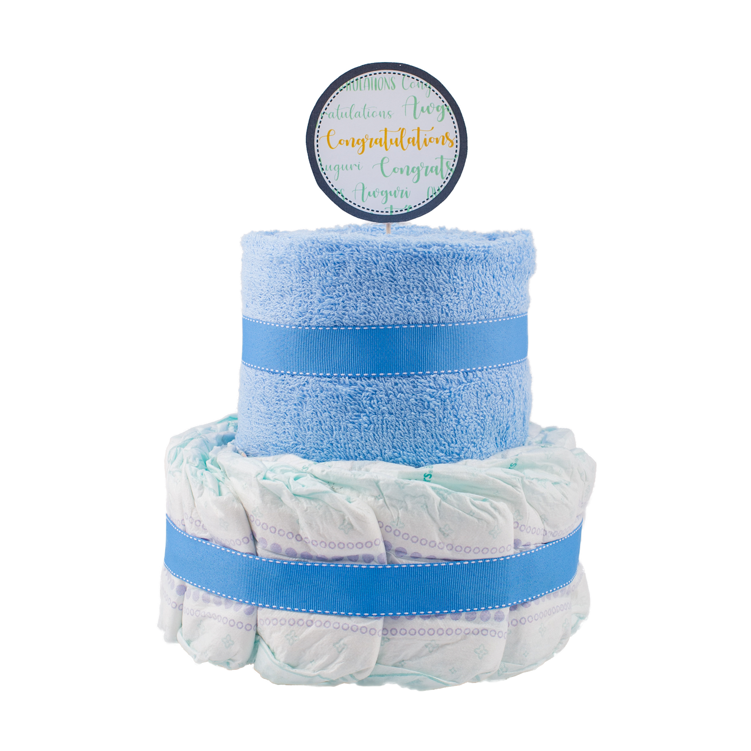 Basic 2-Tier Blue Nappy Cake Nappy Cake