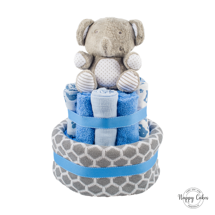 2-Tier Blue Blanket Cake Nappy Cake