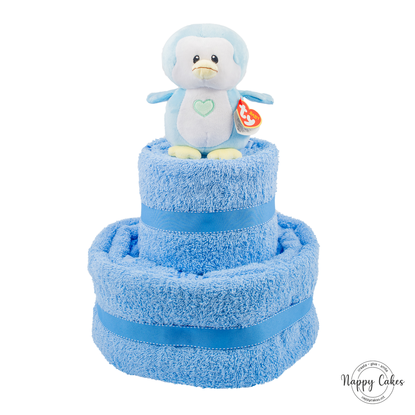 2-Tier Blue Towel Cake Nappy Cake