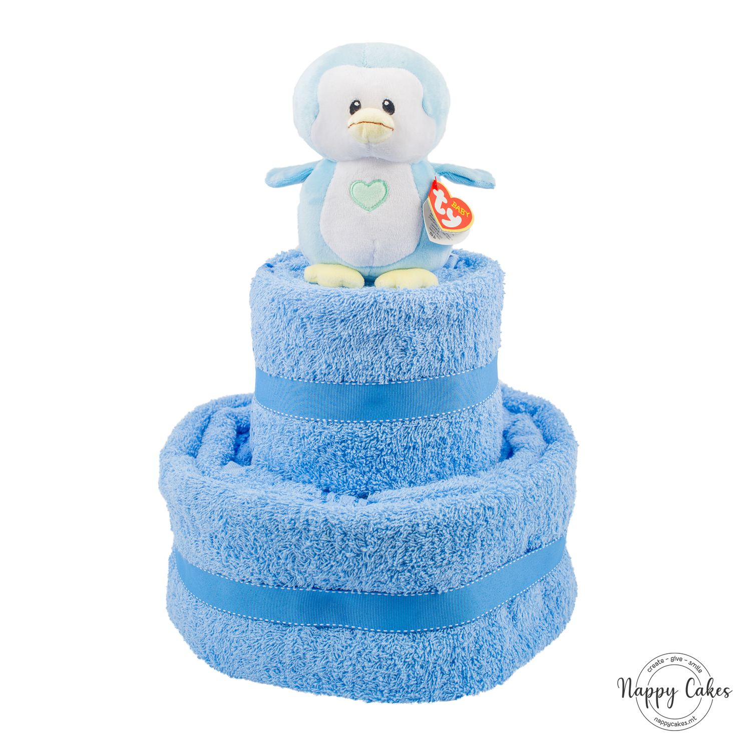 2-Tier Blue Towel Cake Nappy Cake