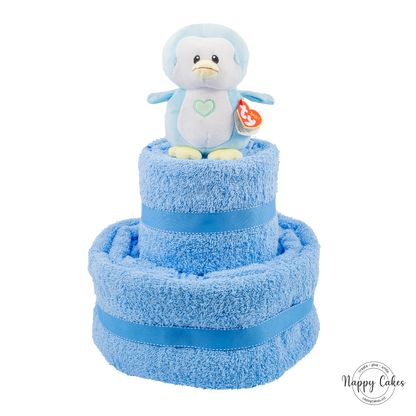 2-Tier Blue Towel Cake Nappy Cake