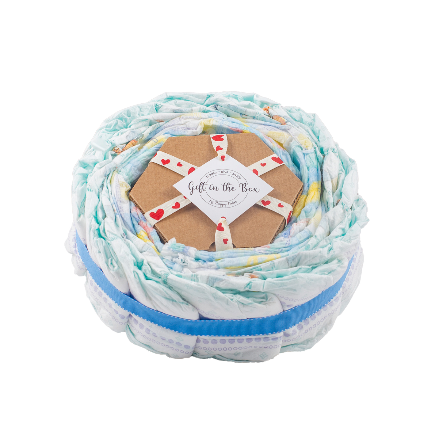 Stylish 2-Tier Blue Nappy Cake Nappy Cake