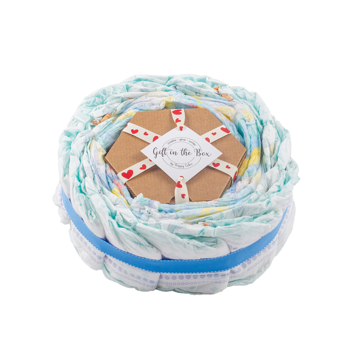 Stylish 2-Tier Blue Nappy Cake Nappy Cake