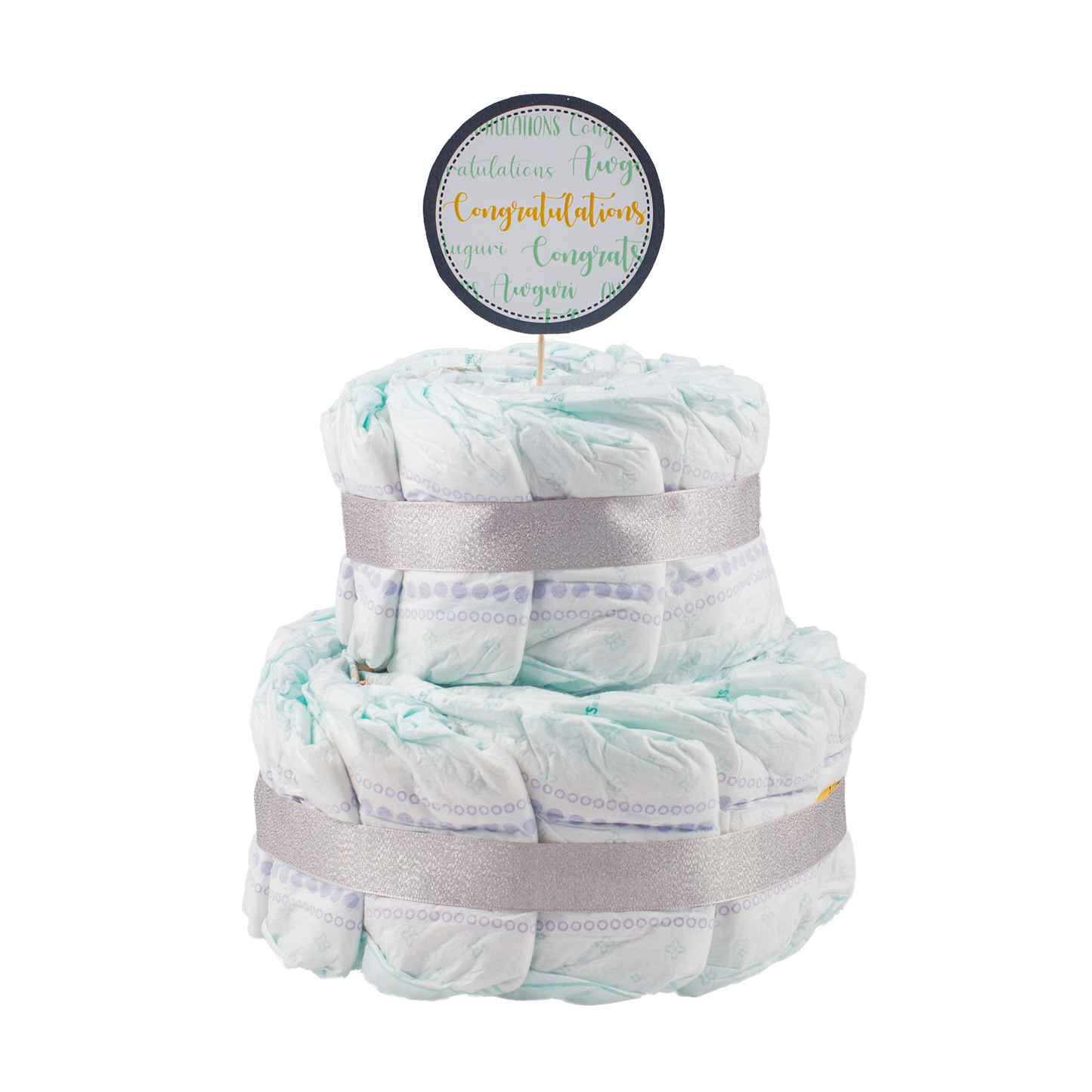 Basic 2-Tier Multi-Coloured Nappy Cake Nappy Cake