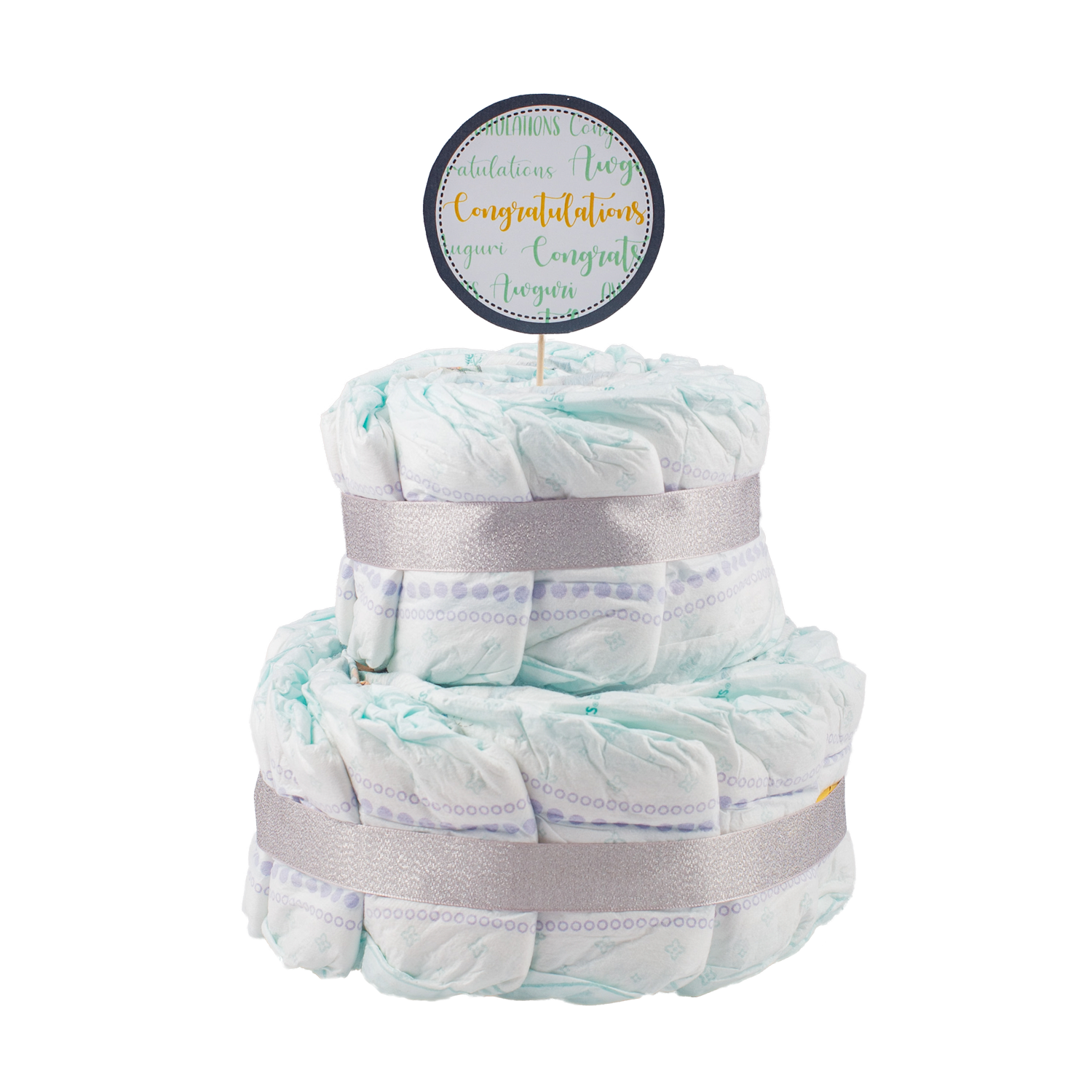 Basic 2-Tier Multi-Coloured Nappy Cake Nappy Cake