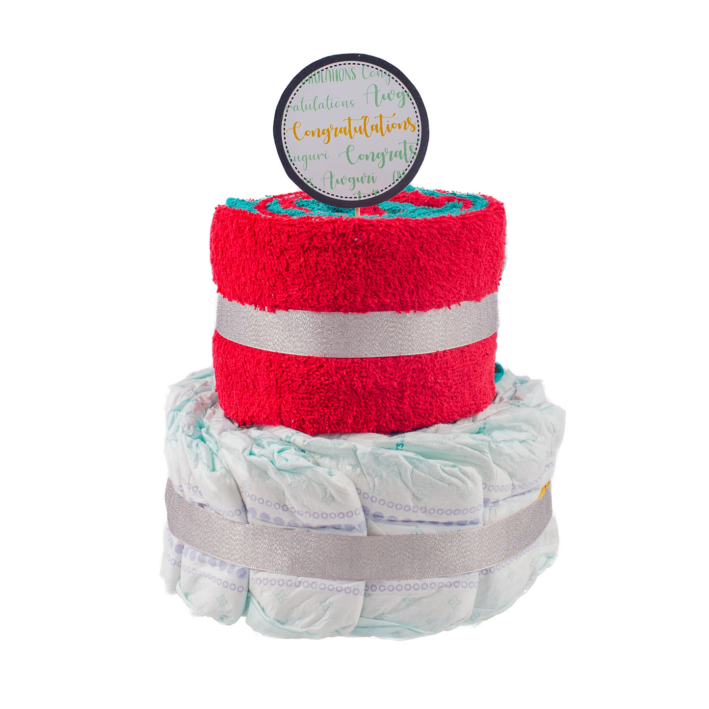 Basic 2-Tier Multi-Coloured Nappy Cake Nappy Cake