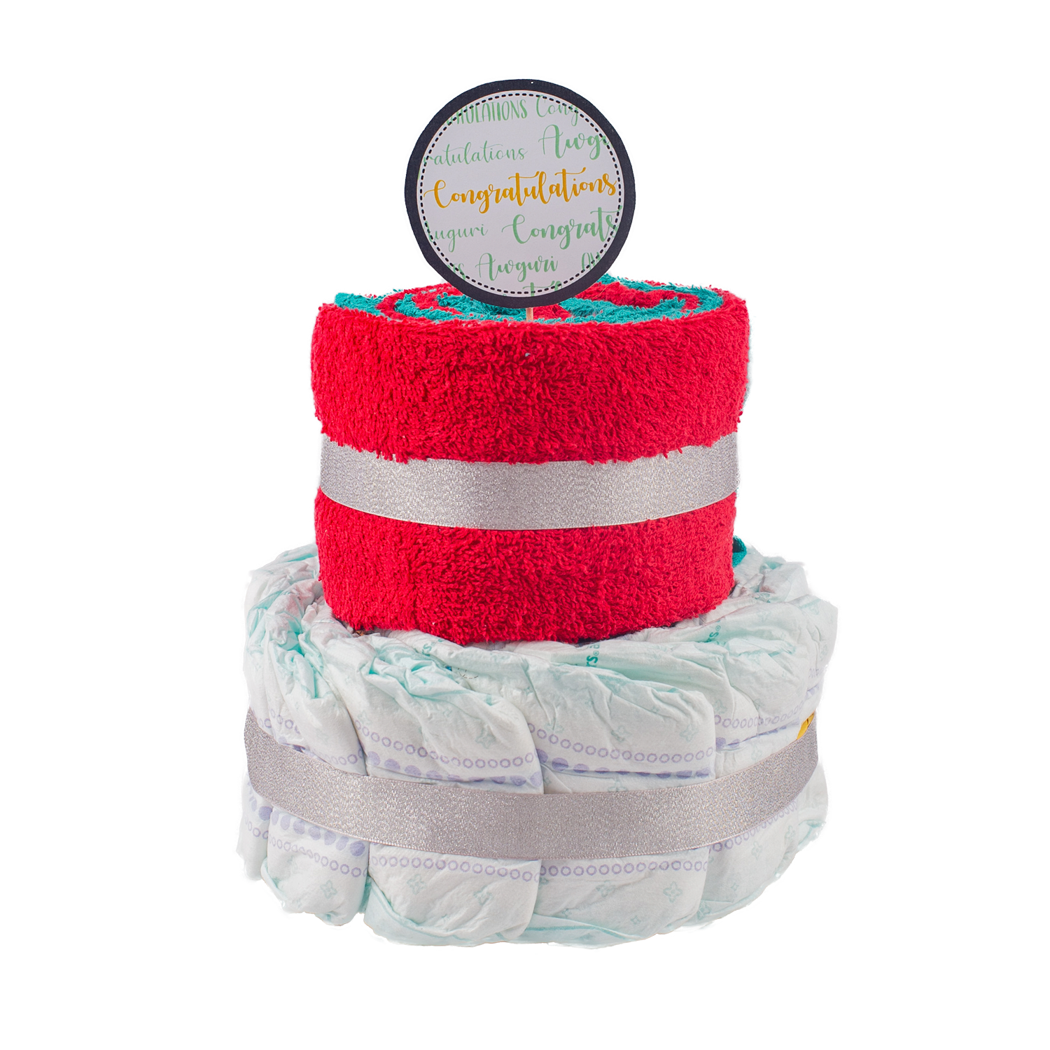 Basic 2-Tier Multi-Coloured Nappy Cake Nappy Cake