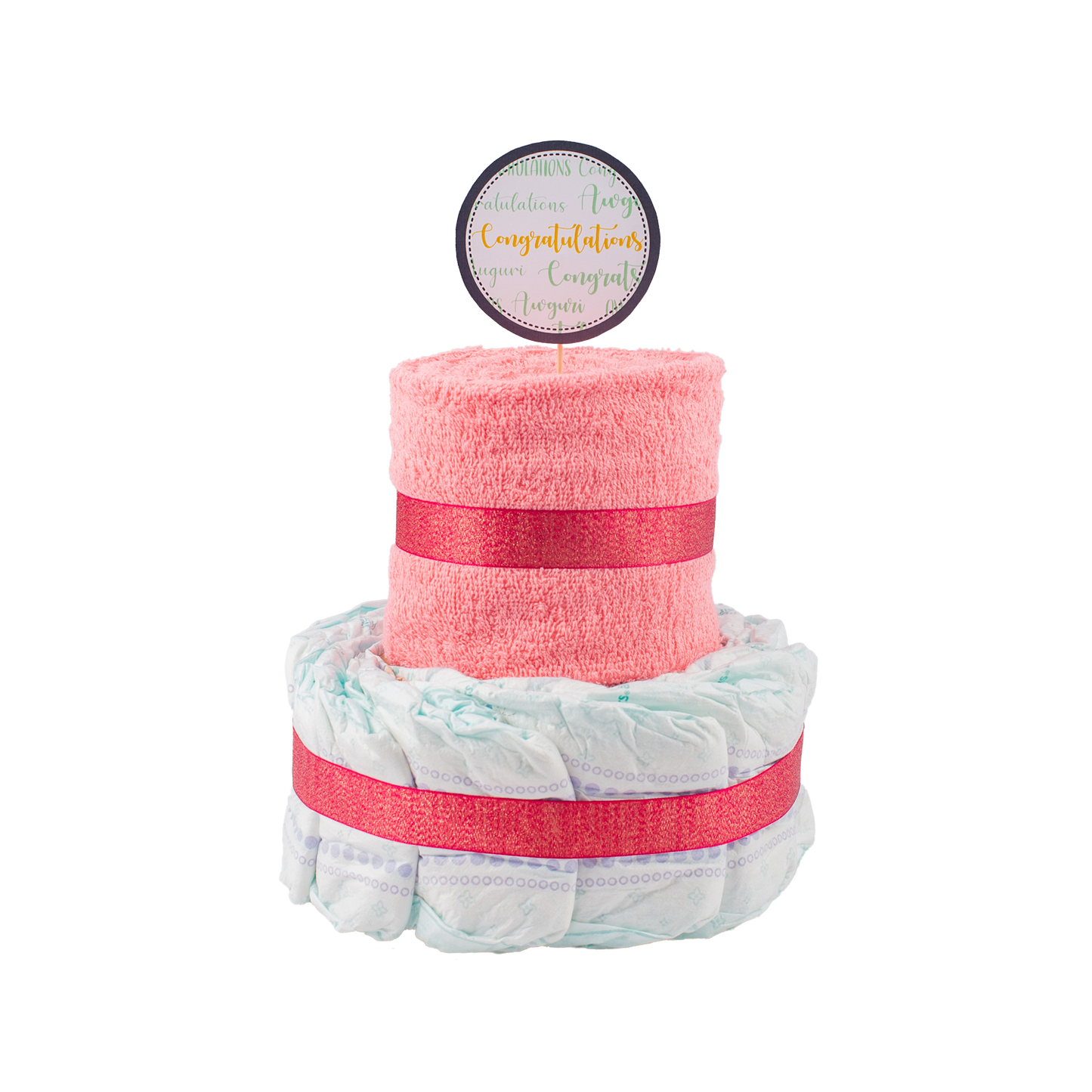 Basic 2-Tier Pink Nappy Cake Nappy Cake