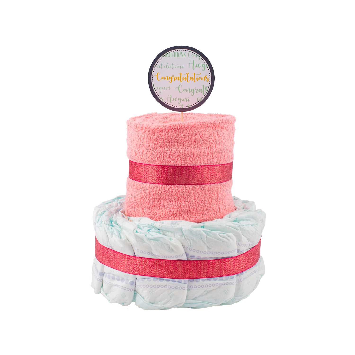 Basic 2-Tier Pink Nappy Cake Nappy Cake