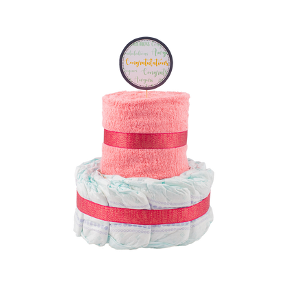 Basic 2-Tier Pink Nappy Cake Nappy Cake