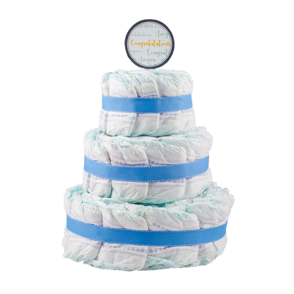 Basic 3-Tier Blue Nappy Cake Nappy Cake