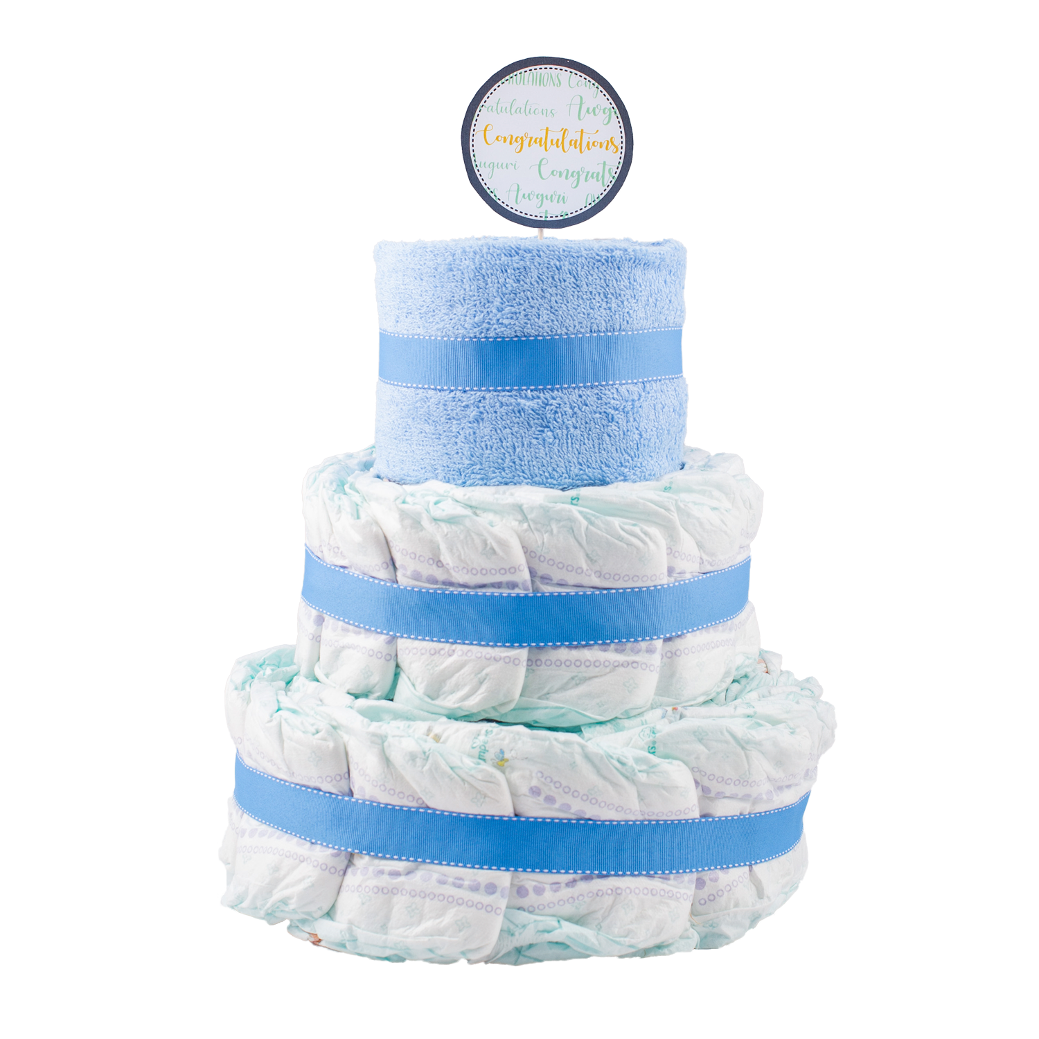 Basic 3-Tier Blue Nappy Cake Nappy Cake