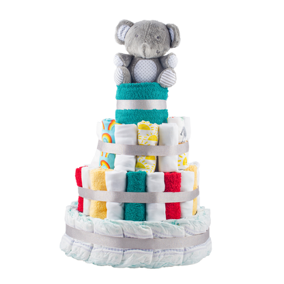 Stylish 4-Tier Multi-Coloured Nappy Cake Nappy Cake