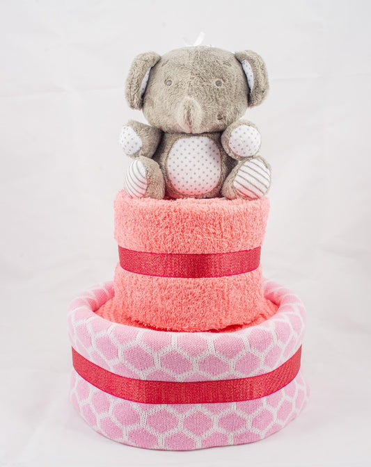 2-Tier Pink Blanket Cake Nappy Cake