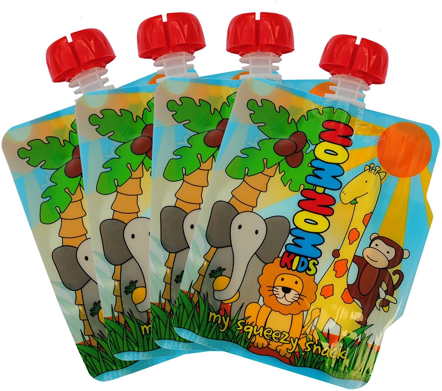 Nom Nom Kids Food Pouch (140ml) x 4-Pack Nom Nom Reusables